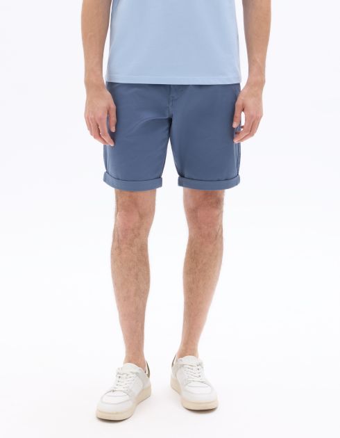 Bermuda chino en coton stretch - bleu moyen