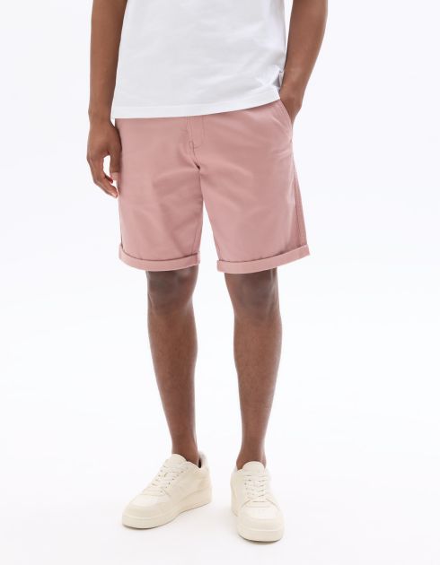 Bermuda chino en coton stretch - rose moyen