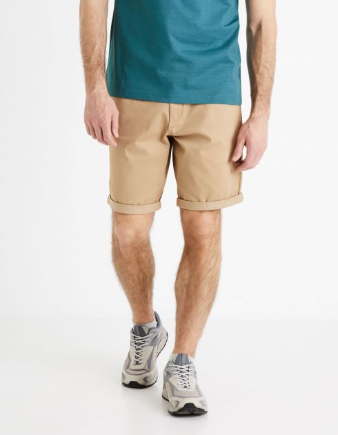 Bermuda chino uni en coton stretch - beige