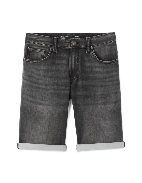 Bermuda straight en jean - noir délavé