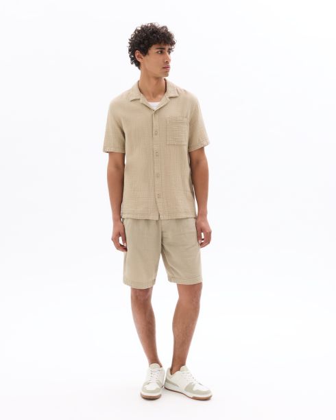 Chemisette regular 100% gaze de coton - taupe