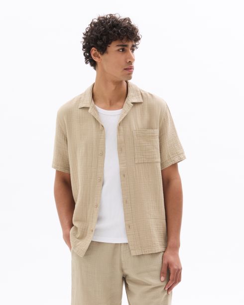 Chemisette regular 100% gaze de coton - taupe