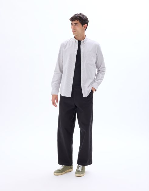 Chemise regular à rayures 100% coton oxford - bordeaux