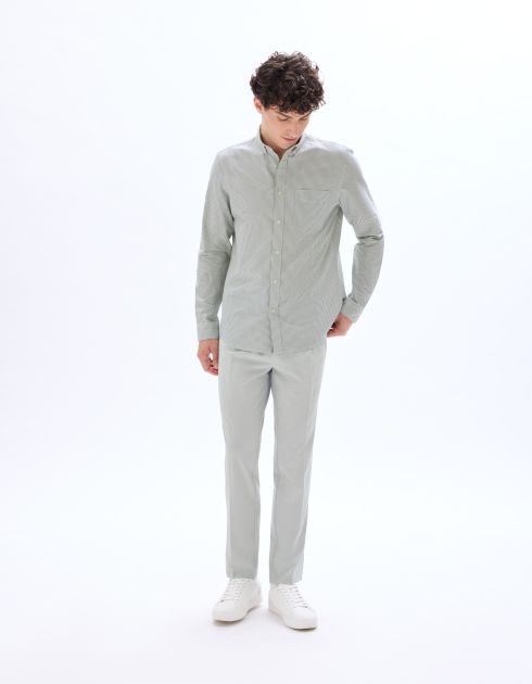 Chemise regular à rayures 100% coton oxford - vert