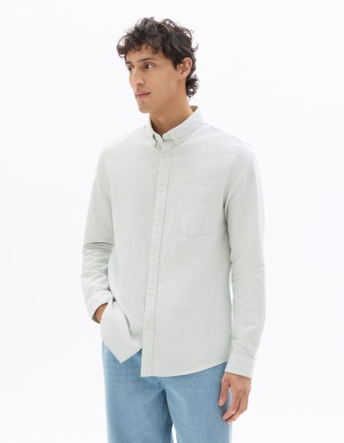 Chemise regular à rayures 100% coton oxford - vert