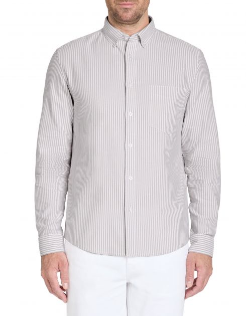 Chemise regular à rayures 100% coton - taupe