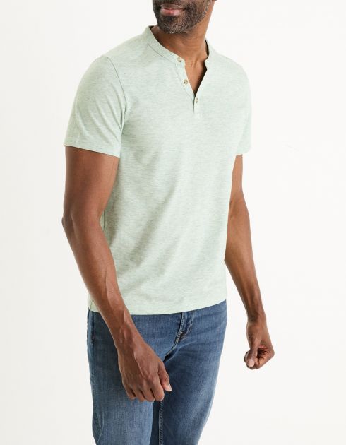 T-shirt col tunisien - vert