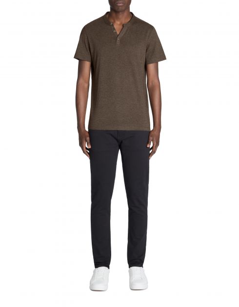 T-shirt straight col tunisien 100% coton - marron