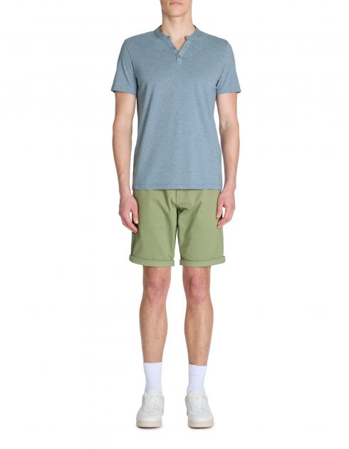 T-shirt straight col tunisien 100% coton - bleu