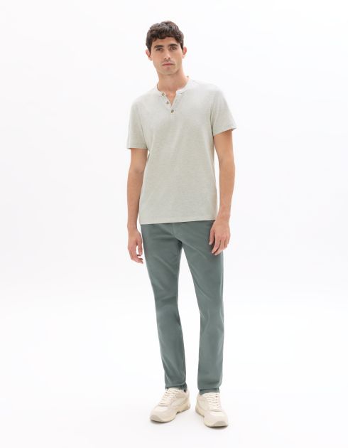 T-shirt regular col tunisien coton mélangé - gris clair