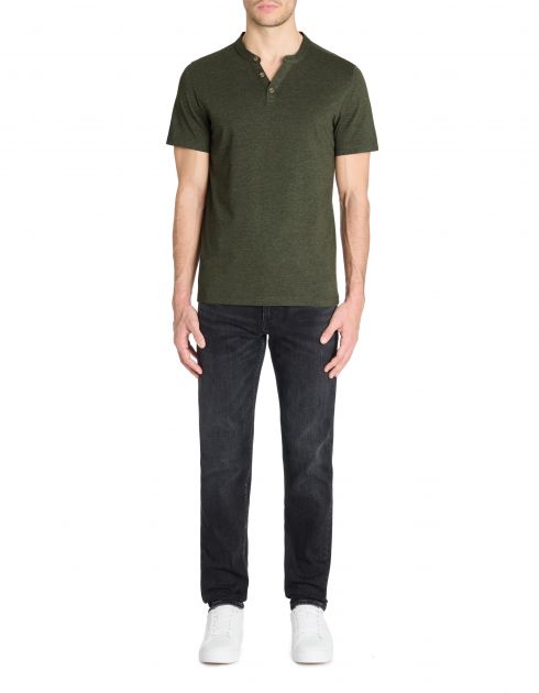 T-shirt straight col tunisien 100% coton - kaki