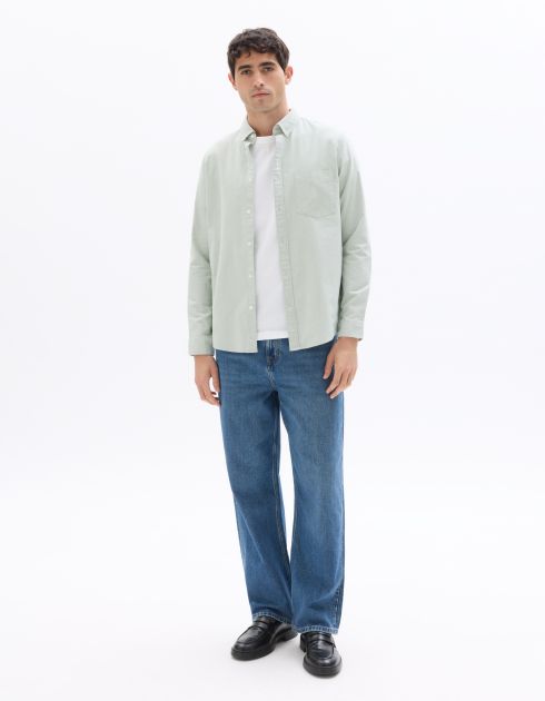 Chemise regular 100% coton oxford - sauge