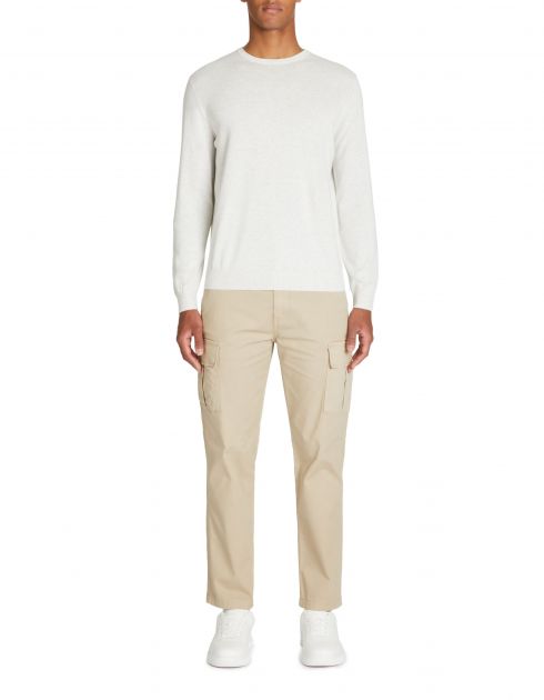Pull col rond 100% coton - blanc