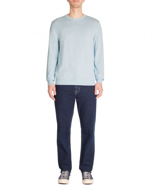 Pull col rond 100% coton - bleu ciel