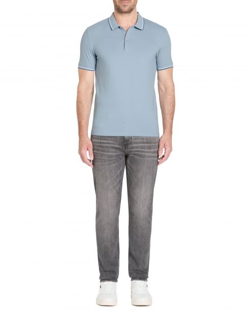 Polo col contrasté slim piqué en coton stretch - violet