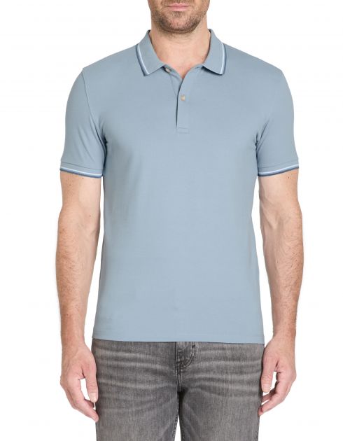 Polo col contrasté slim piqué en coton stretch - violet