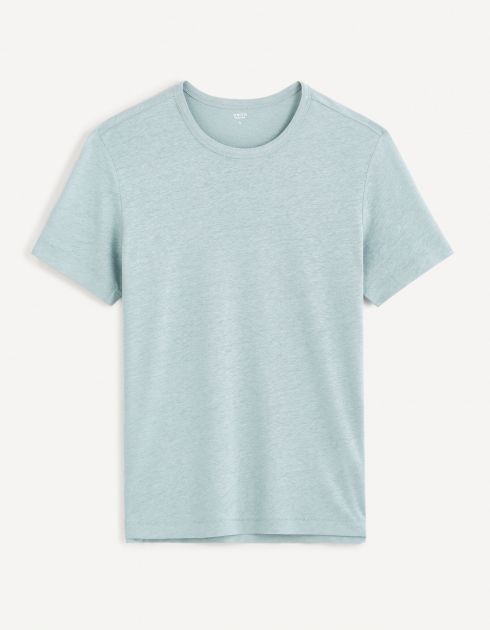 T-shirt col rond 100% lin - vert
