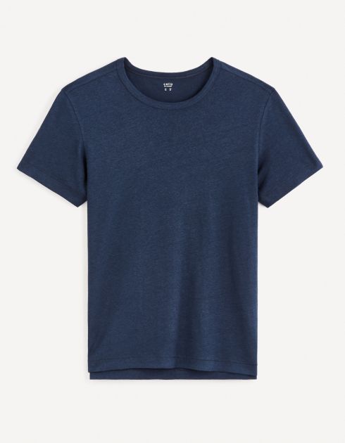 T-shirt col rond 100% lin - marine