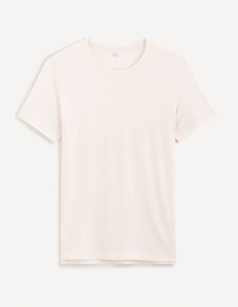 T-shirt col rond 100% lin - écru