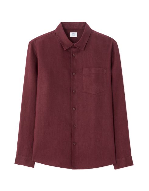 Chemise regular 100% lin - bordeaux