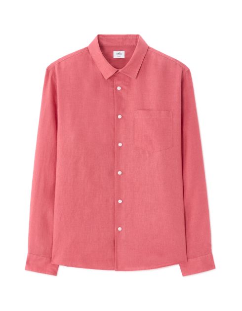 Chemise regular 100% lin - rouge