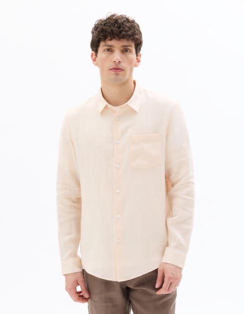 S.06 Chemise regular 100% lin - orange clair