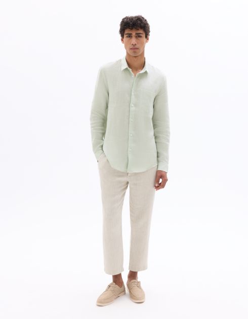 Chemise regular 100% lin - vert clair