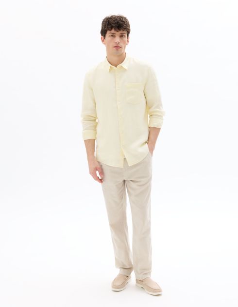 S.06 Chemise regular 100% lin - jaune clair