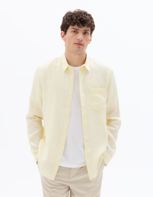 S.06 Chemise regular 100% lin - jaune clair