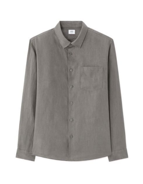 Chemise regular 100% lin - gris foncé