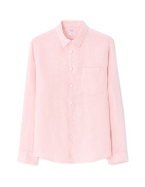 Chemise regular casual 100% lin - rose