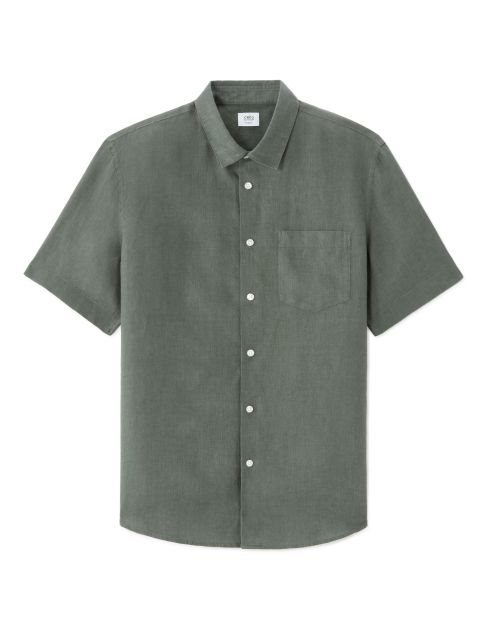 Chemisette regular 100% lin - vert moyen