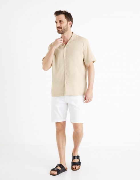 Chemise  relax lin coton - beige