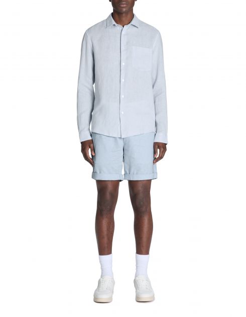 Bermuda en lin et coton - bleu clair