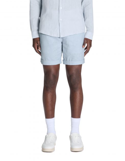Bermuda en lin et coton - bleu clair