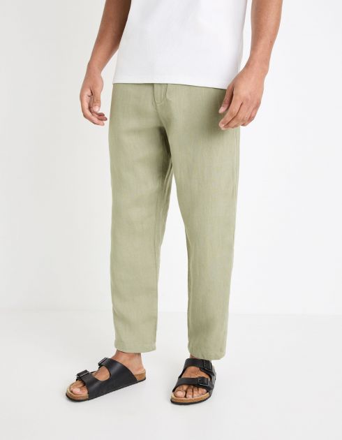 Pantalon 24h 100% lin - vert sauge