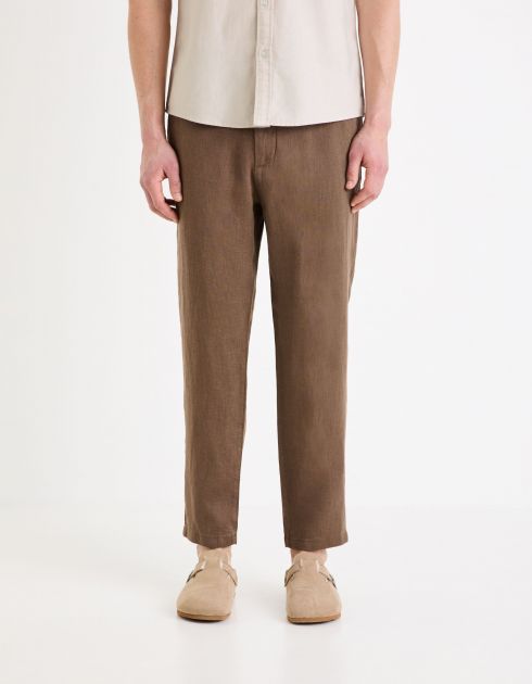 Pantalon chino en lin - marron
