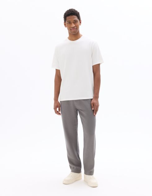Pantalon straight 100% lin - gris foncé