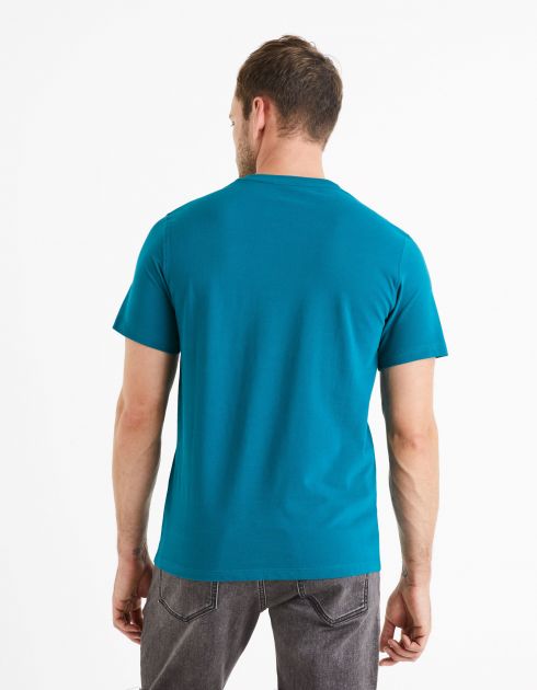 T-shirt col rond 100% coton piqué - pétrole