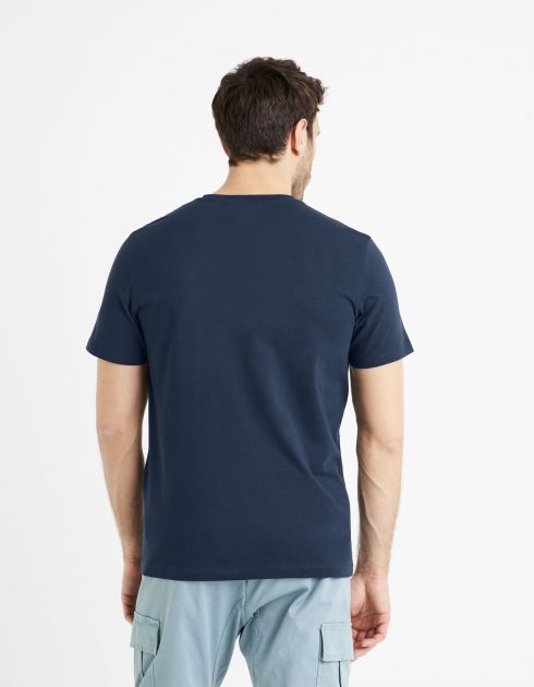 T-shirt col V 100% coton - marine