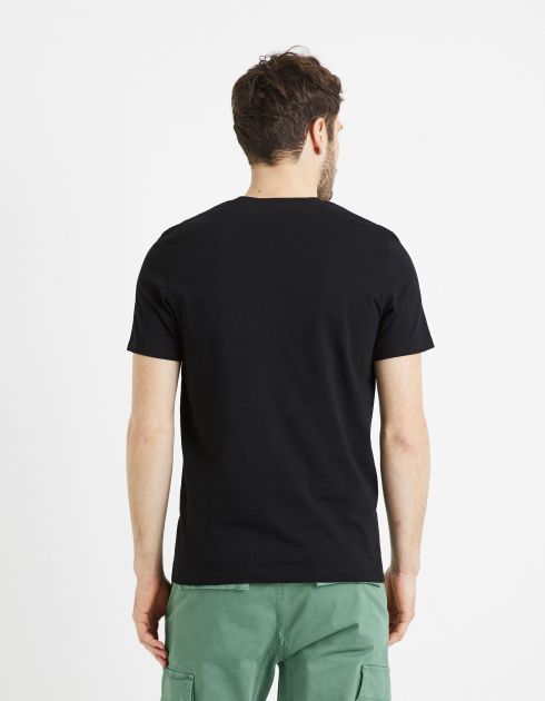 T-shirt col V 100% coton - noir