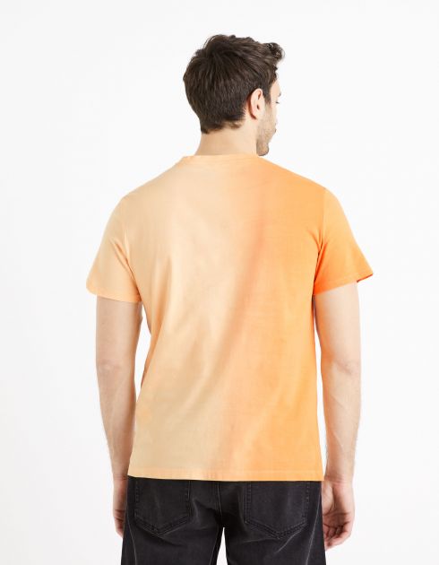T-shirt col rond  tye & dye 100% coton - pêche 
