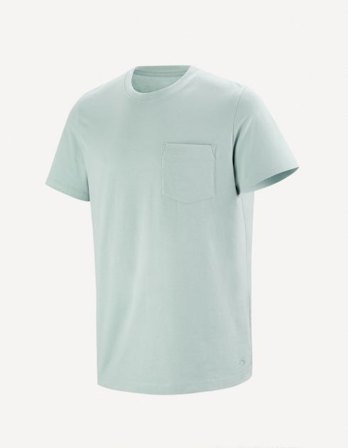 T-shirt col rond avec poche - bleu gris