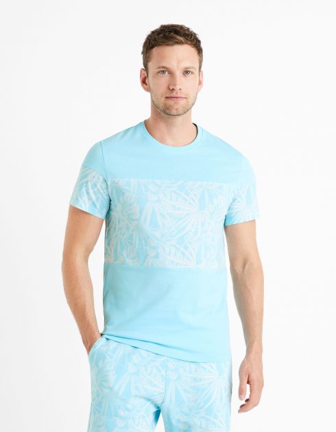 T-shirt col rond 100% coton - bleu ciel