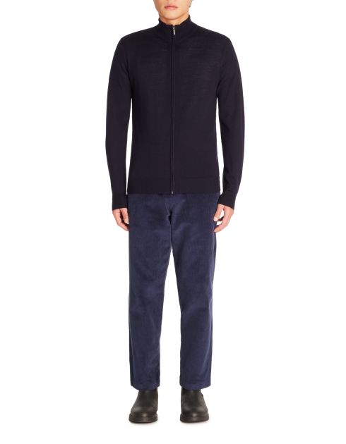 Cardigan zippé laine mélangée - marine