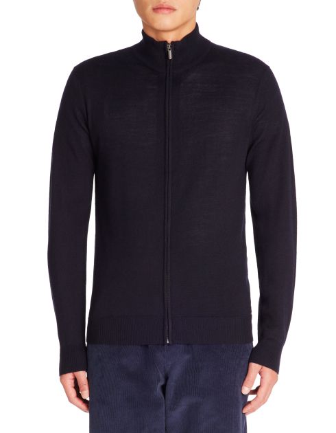 Cardigan zippé laine mélangée - marine