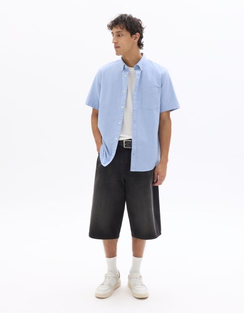 Chemisette regular oxford 100% coton - bleu