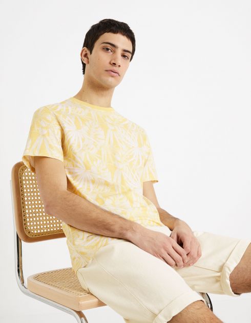 T-shirt col rond 100% coton - jaune clair