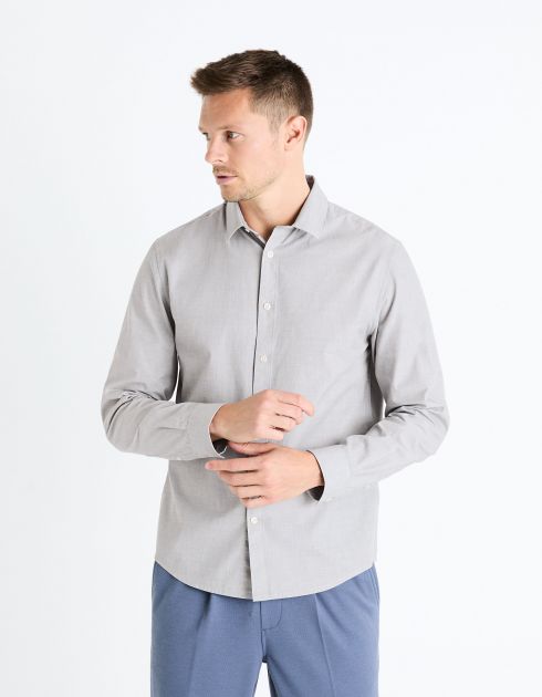 Chemise regular 100% coton - gris chine