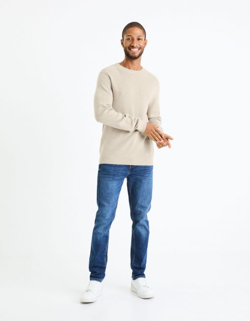 Pull col rond  - beige